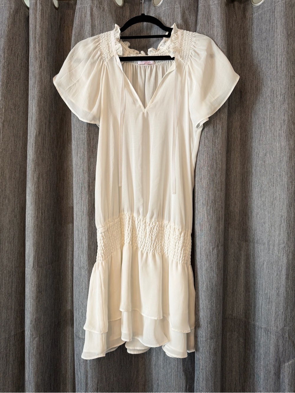 Parker White Mini Dress with Smocked Waist